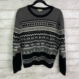 Kenzo Striped Embroidered Wool Eye Motif Embellished Sweater Size Large
